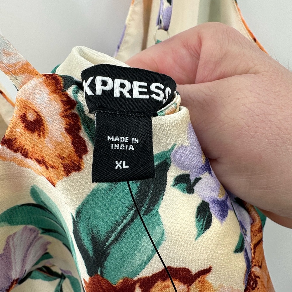 Express NWT Floral Twist Front Hi-Lo Midi Dress Faux Wrap Size‎ XL - Picture 5 of 7